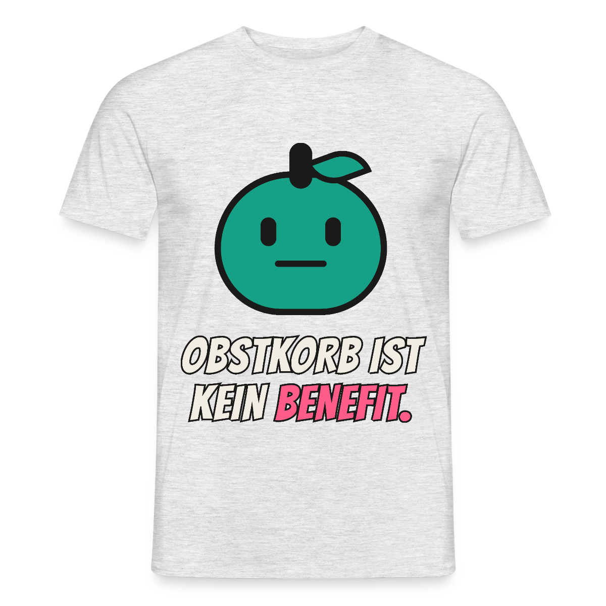 Obstkorb ist kein Benefit. Motiv-T-Shirt für Männer, Farbe Grau meliert