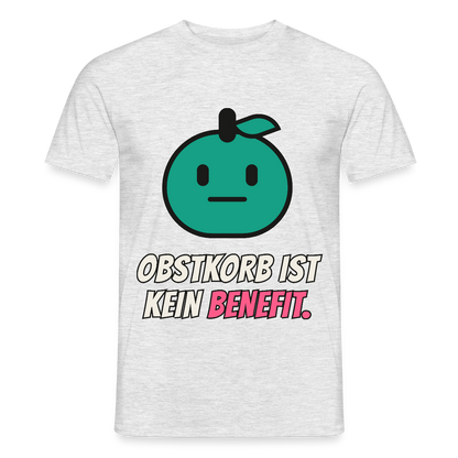 Obstkorb ist kein Benefit. Motiv-T-Shirt für Männer, Farbe Grau meliert