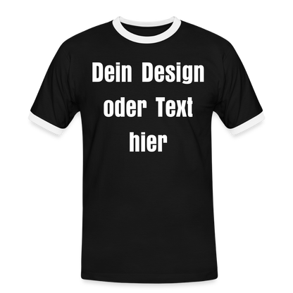 Männer Kontrast-T-Shirt - personalisierbare Vorder- und Rückseite - Schwarz/Weiß