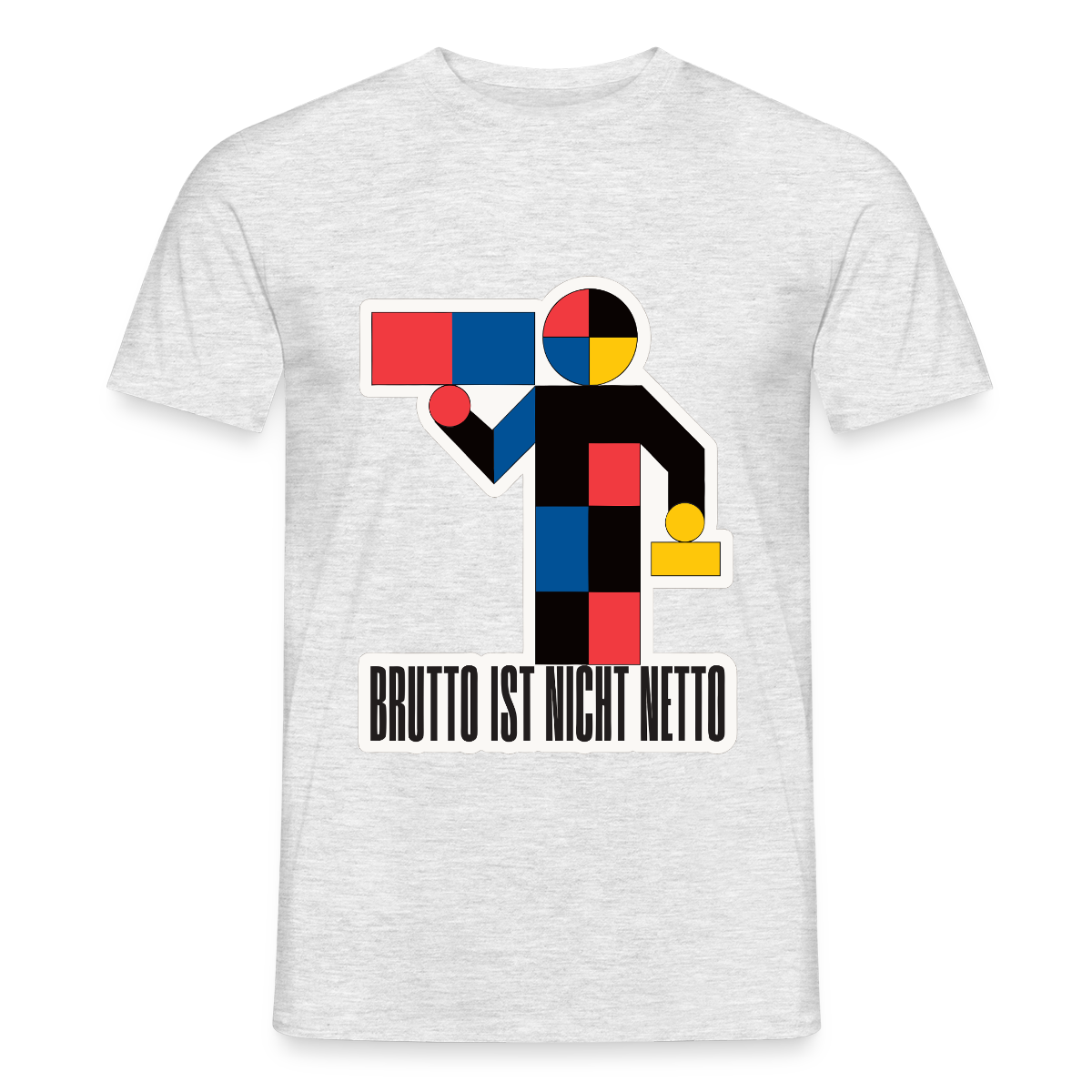 "Brutto ist nicht Netto. Bauhaus-Motiv" Motiv-T-Shirt für Männer, Farbe Grau meliert