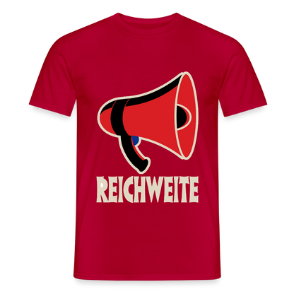 Reichweite. Sachplakat-Motiv Motiv-T-Shirt für Männer, Farbe Rot