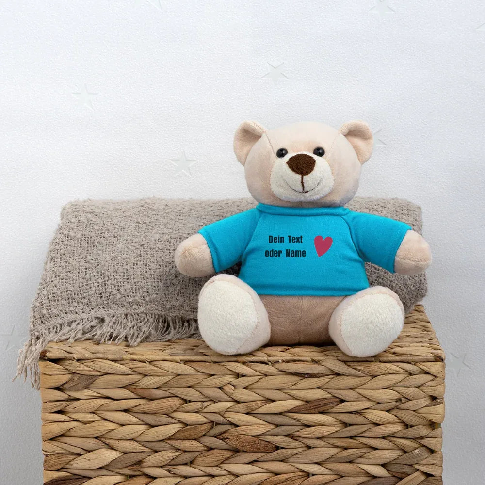 Teddy "Valentine" - personalisierbarer Text oder Name - Atollblau