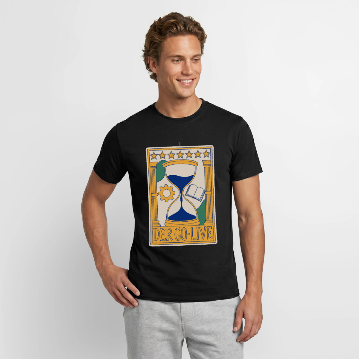 "Der Go-Live. Tarot-Motiv" Motiv-T-Shirt für Männer, Farbe Schwarz, Model