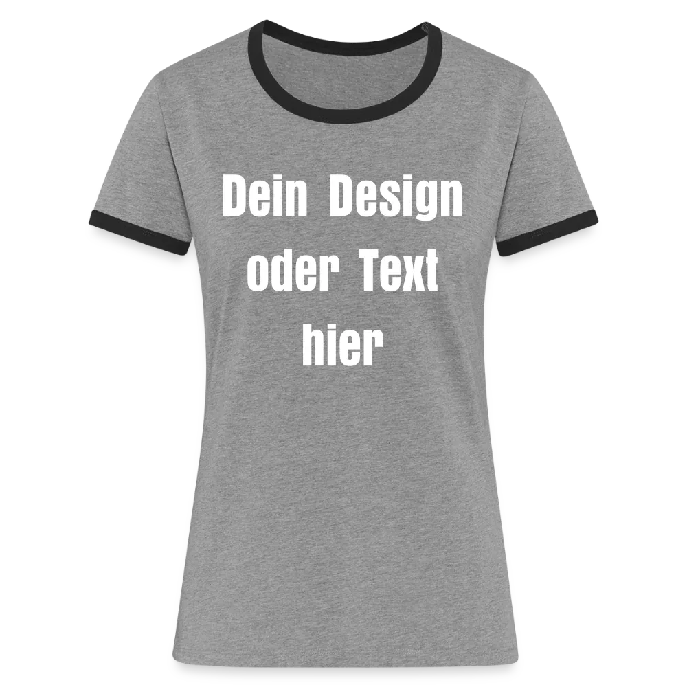 Frauen Kontrast-T-Shirt - personalisierbare Vorder- und Rückseite - Grau meliert/Schwarz