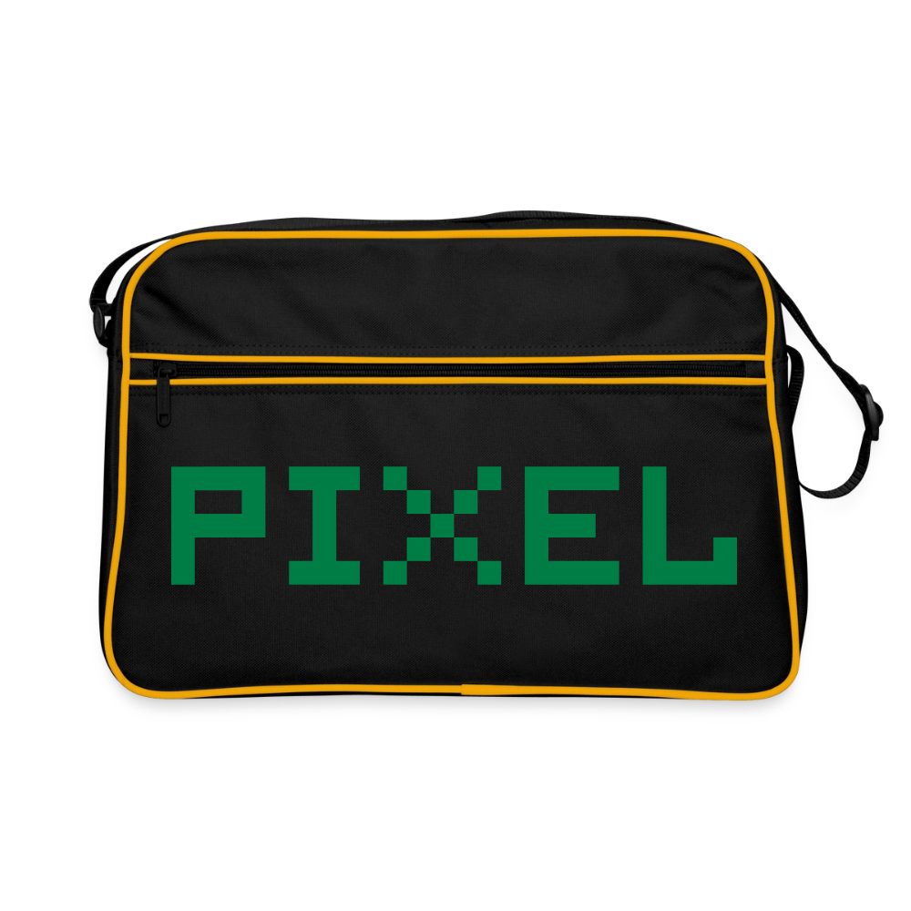 Retro Tasche mit Reißverschluss "PIXEL" - Schwarz/Gold