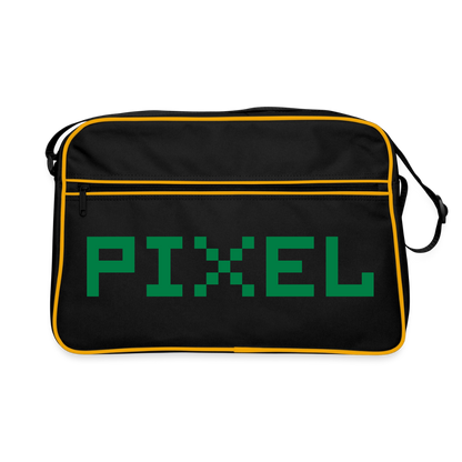 Retro Tasche mit Reißverschluss "PIXEL" - Schwarz/Gold