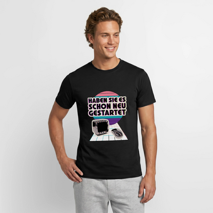 "Haben Sie es schon neu gestartet? Vaporwave-Motiv" Motiv-T-Shirt für Männer, Farbe Schwarz, Model
