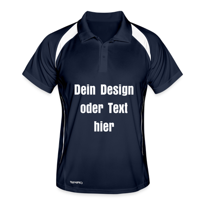 Männer Polo atmungsaktiv - personalisierbar - Navy/Weiß