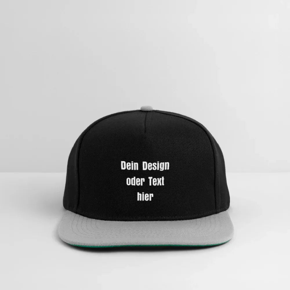 Snapback Cap - personalisierbar - Schwarz/Grau