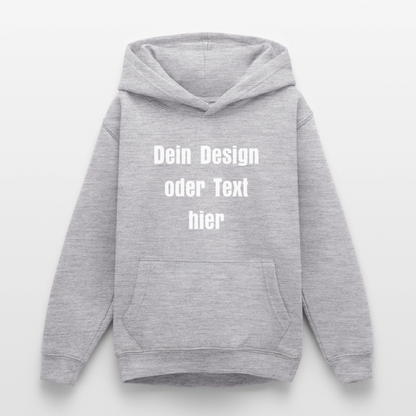 Teenager Hoodie - personalisierbare Vorder- und Rückseite - Hellgrau meliert