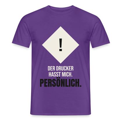 "Der Drucker hasst mich. Persönlich." Motiv-T-Shirt für Männer, Farbe Lila