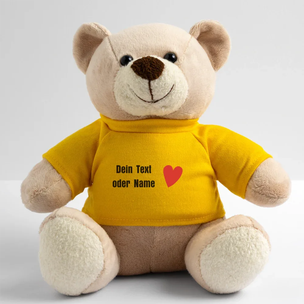 Teddy "Valentine" - personalisierbarer Text oder Name - Sonnengelb