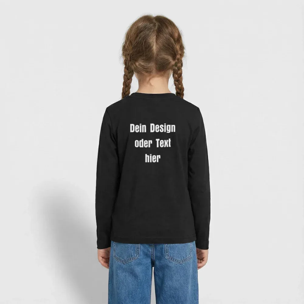 Teenager Premium Langarmshirt - personalisierbare Vorder- und Rückseite - Schwarz