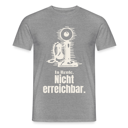 "In Rente. Nicht erreichbar. Strichzeichnung" Motiv-T-Shirt für Männer, Farbe Graphit meliert