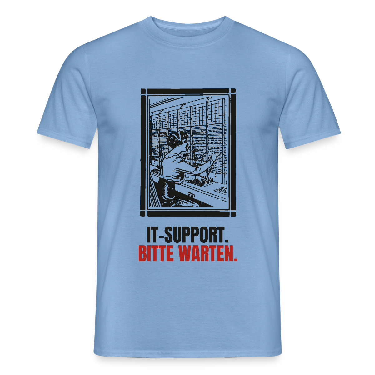 IT-Support. Bitte warten. Motiv-T-Shirt für Männer, Farbe Carolina Blue