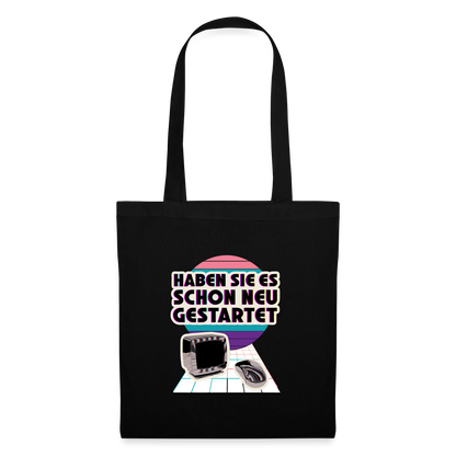 Haben Sie es schon neu gestartet? Vaporwave-Motiv Stoffbeutel, Farbe Schwarz