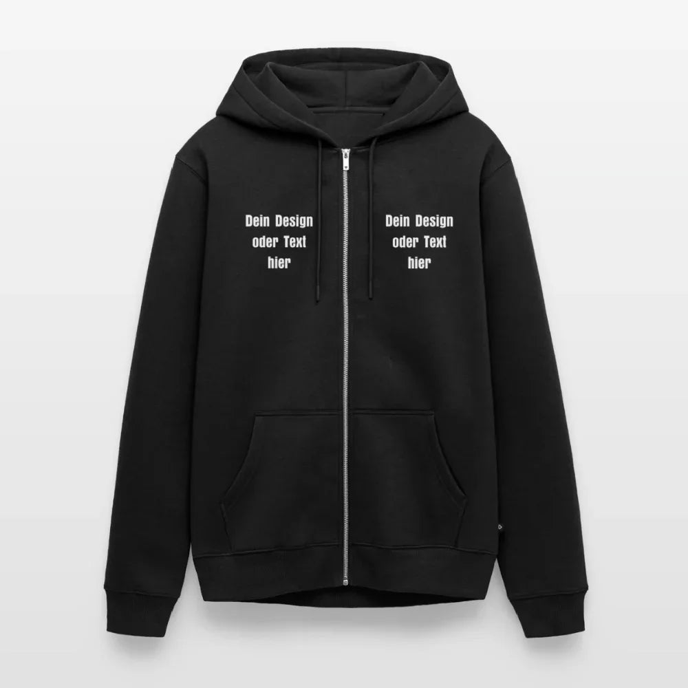Männer Premium Kapuzenjacke - personalisierbare Vorder- und Rückseite - Schwarz