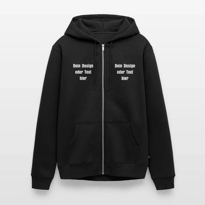 Männer Premium Kapuzenjacke - personalisierbare Vorder- und Rückseite - Schwarz