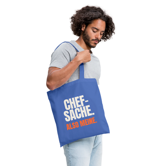 "Chefsache. Also meine." Stoffbeutel, Farbe Hellblau