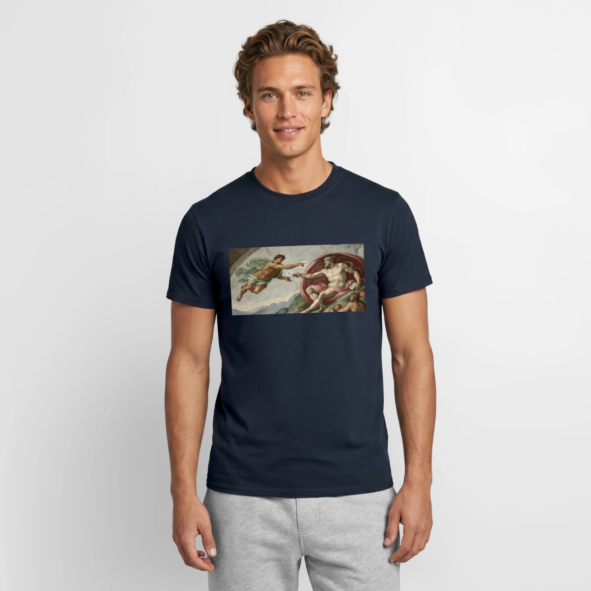 Die Schnittstelle. Renaissance-Motiv Motiv-T-Shirt für Männer, Farbe Navy, Model