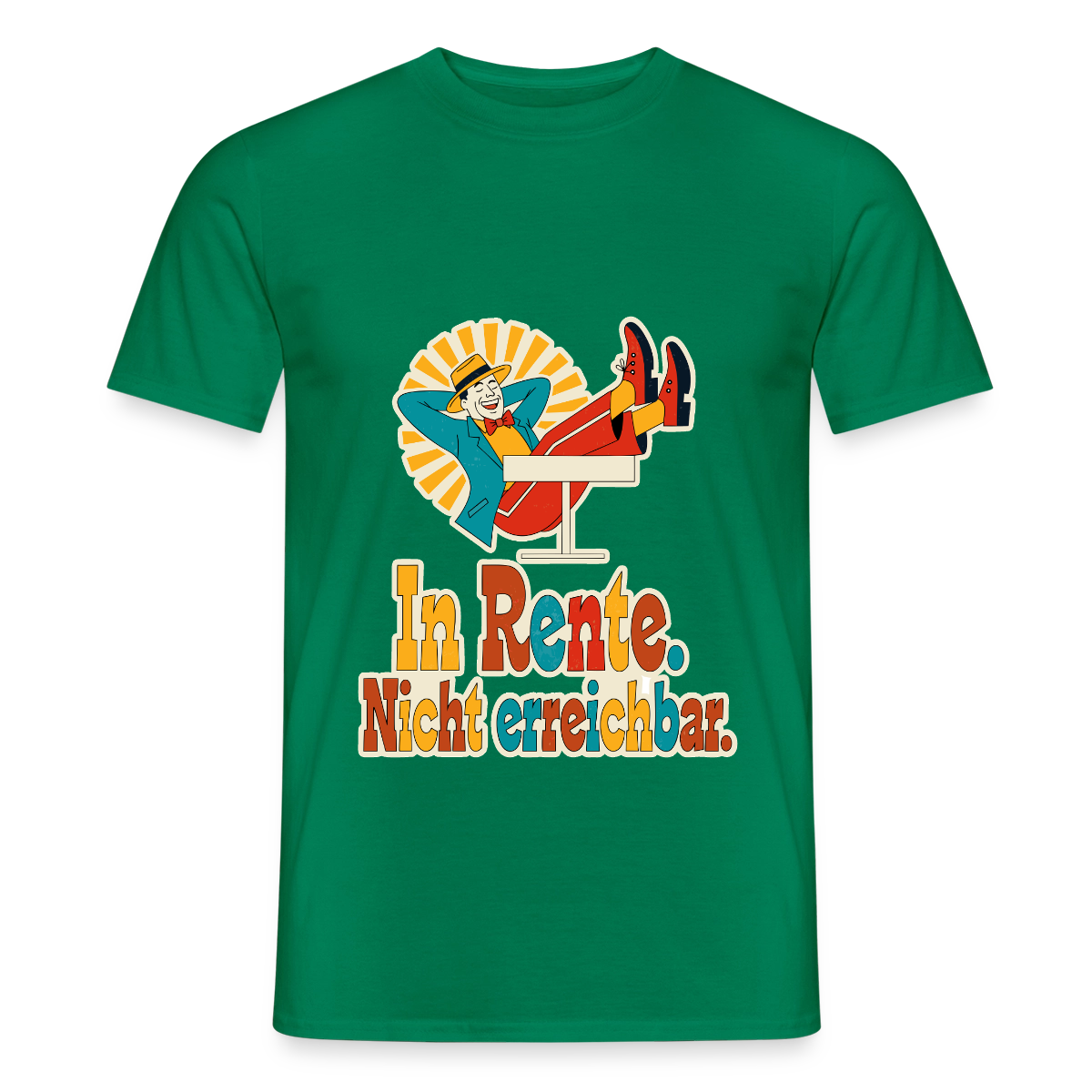 "In Rente. Nicht erreichbar. Midcentury-Motiv" Motiv-T-Shirt für Männer, Farbe Kelly Green