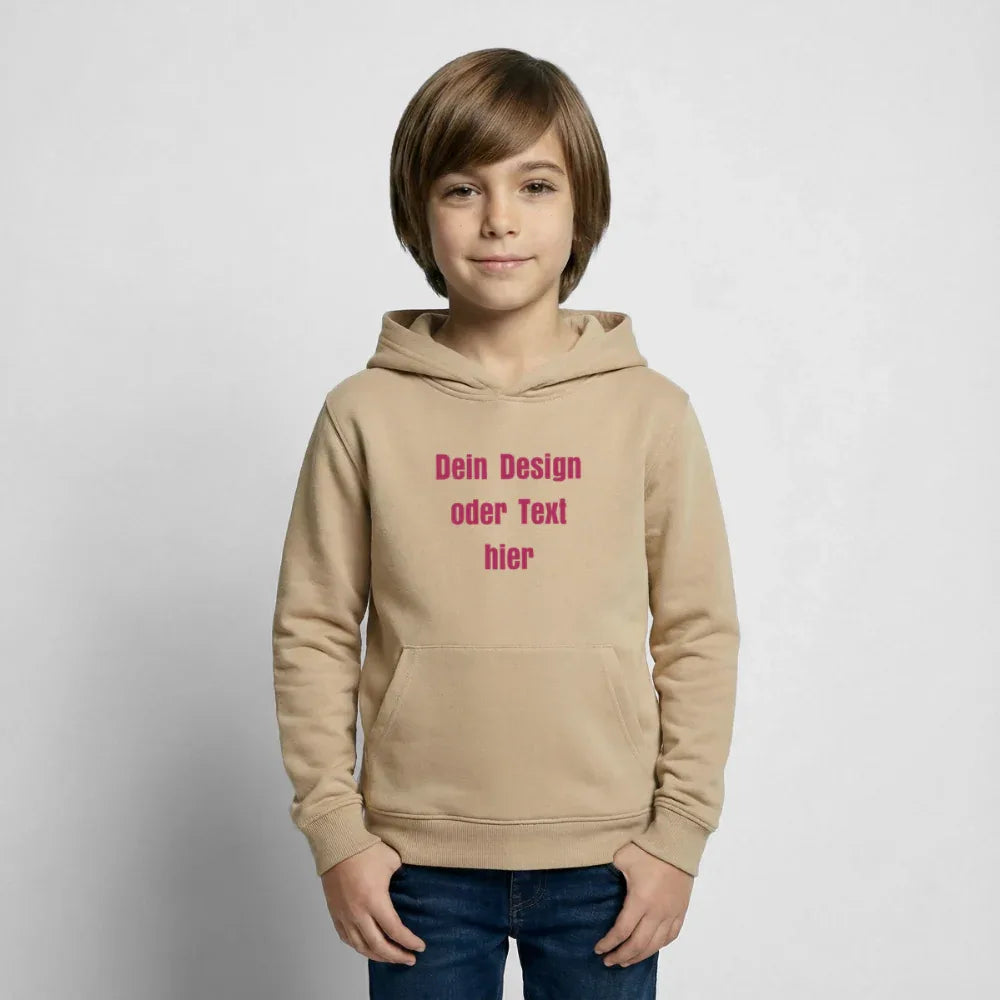 Kinder Hoodie - personalisierbare Vorder- und Rückseite - Sand