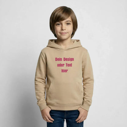 Kinder Hoodie - personalisierbare Vorder- und Rückseite - Sand