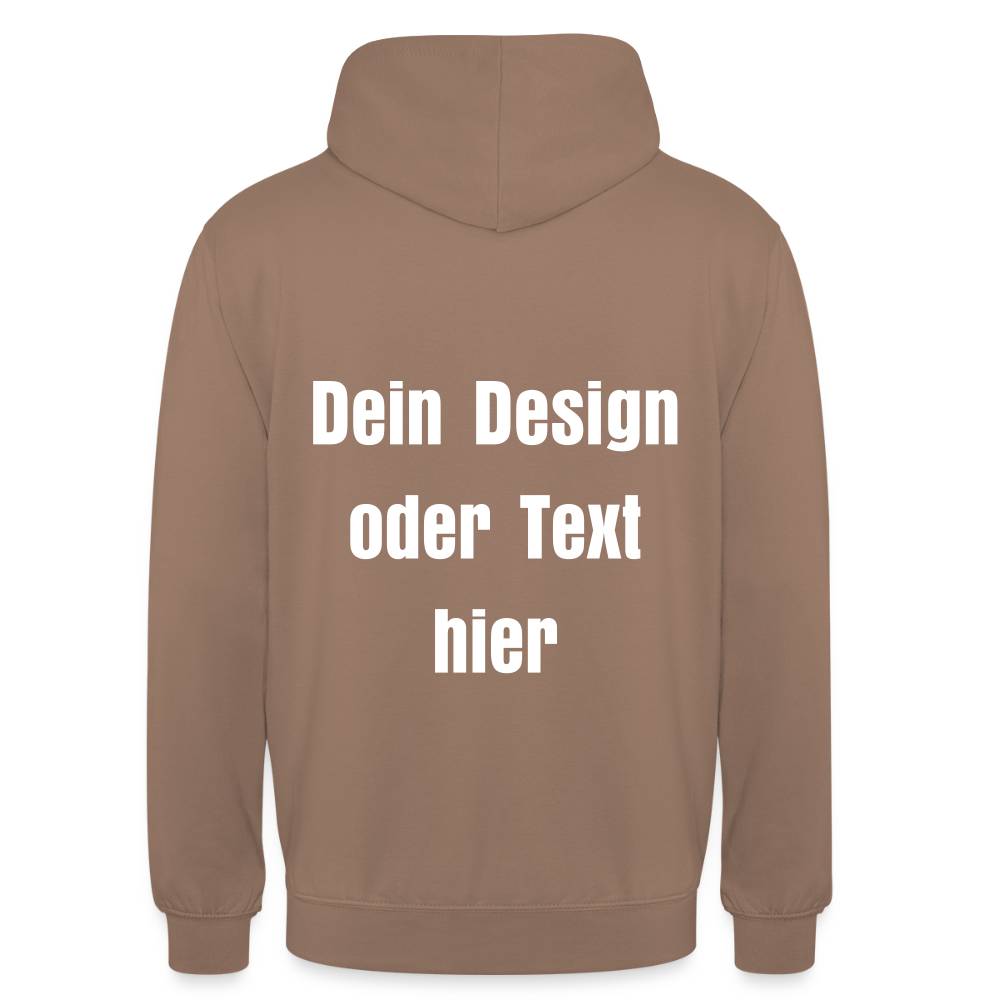 Unisex Hoodie - personalisierbare Vorder- und Rückseite - Mokka