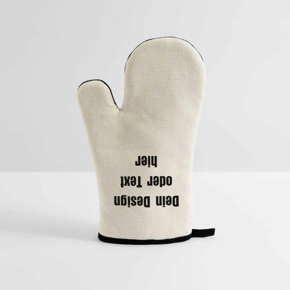 Grill- & Ofenhandschuh (hitzebeständig) mit Gummibeschichtung - personalisierbar - Leinen/Schwarz 