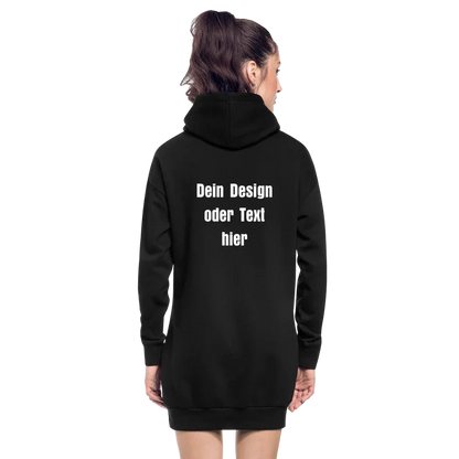 Hoodie-Kleid / Kapuzenpullover in Kleidlänge - personalisierbare Vorder- und Rückseite - Schwarz