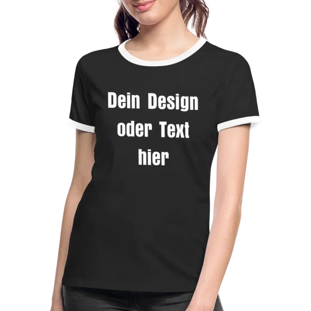 Frauen Kontrast-T-Shirt - personalisierbare Vorder- und Rückseite - Schwarz/Weiß