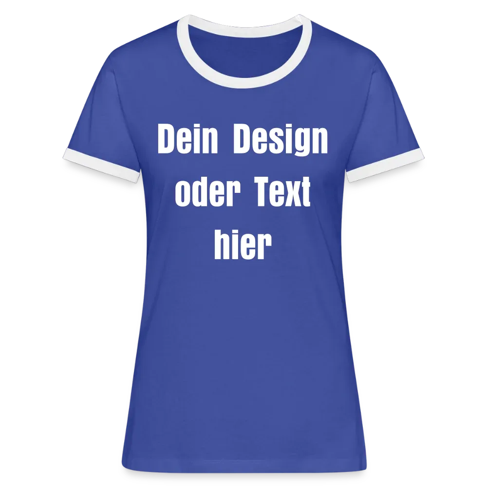 Frauen Kontrast-T-Shirt - personalisierbare Vorder- und Rückseite - Blau/Weiß