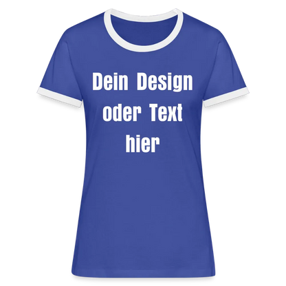 Frauen Kontrast-T-Shirt - personalisierbare Vorder- und Rückseite - Blau/Weiß