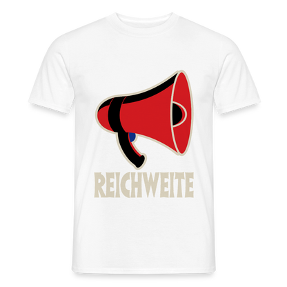 Reichweite. Sachplakat-Motiv Motiv-T-Shirt für Männer, Farbe Weiß
