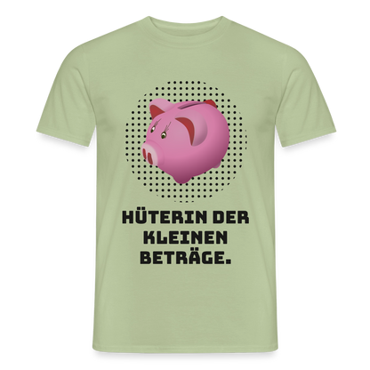 "Hüterin der kleinen Beträge." Motiv-T-Shirt für Männer, Farbe Sage