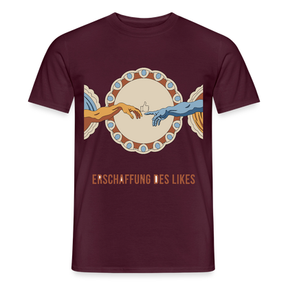 Erschaffung des Likes. Fresko-Motiv Motiv-T-Shirt für Männer, Farbe Ziegelrot