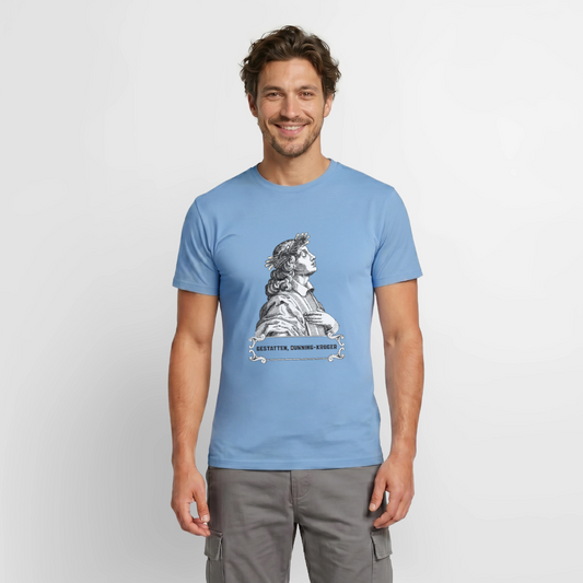 Gestatten, Dunning-Kruger. Kupferstich-Motiv Motiv-T-Shirt für Männer, Farbe Carolina Blue, Model