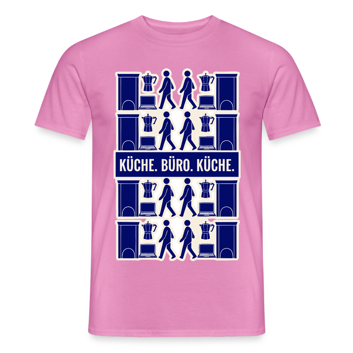 Küche. Büro. Küche. Motiv-T-Shirt für Männer, Farbe Pink