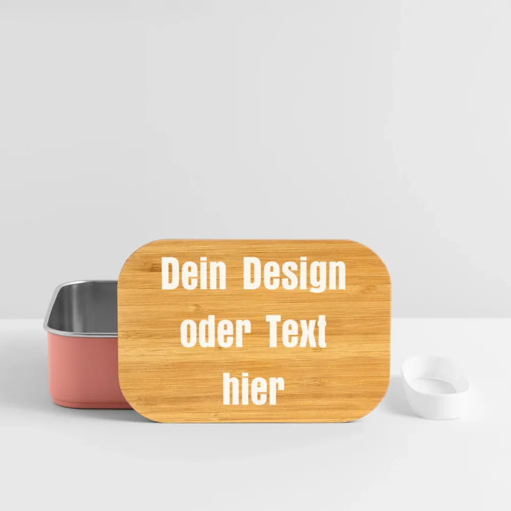 Lunch Box mit Bambusdeckel - personalisierbar - Hellrosa