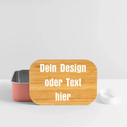 Lunch Box mit Bambusdeckel - personalisierbar - Hellrosa