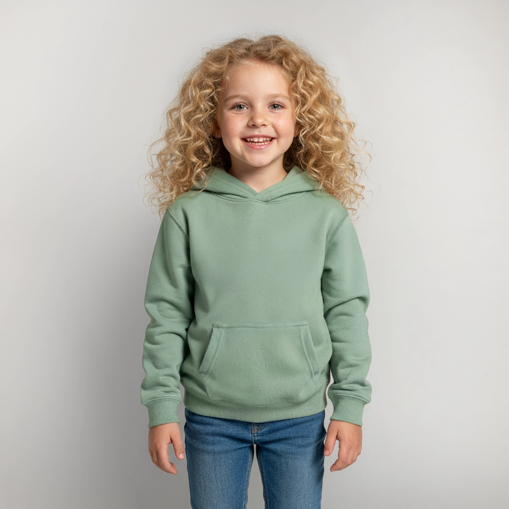 Kinder Hoodie - personalisierbare Vorder- und Rückseite - Graugrün