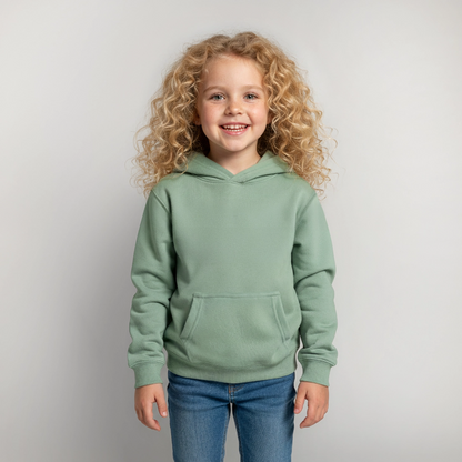Kinder Hoodie - personalisierbare Vorder- und Rückseite - Graugrün