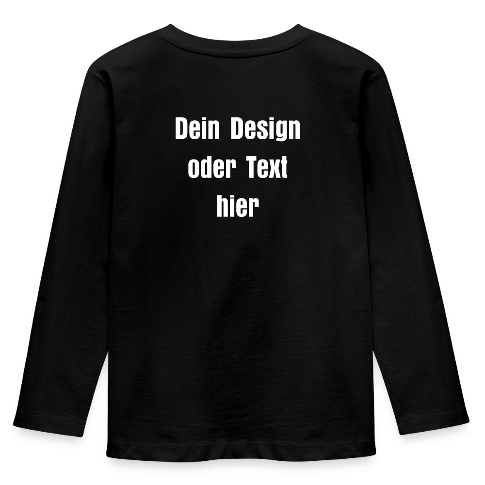 Kinder Premium Langarmshirt - personalisierbare Vorder- und Rückseite - Schwarz