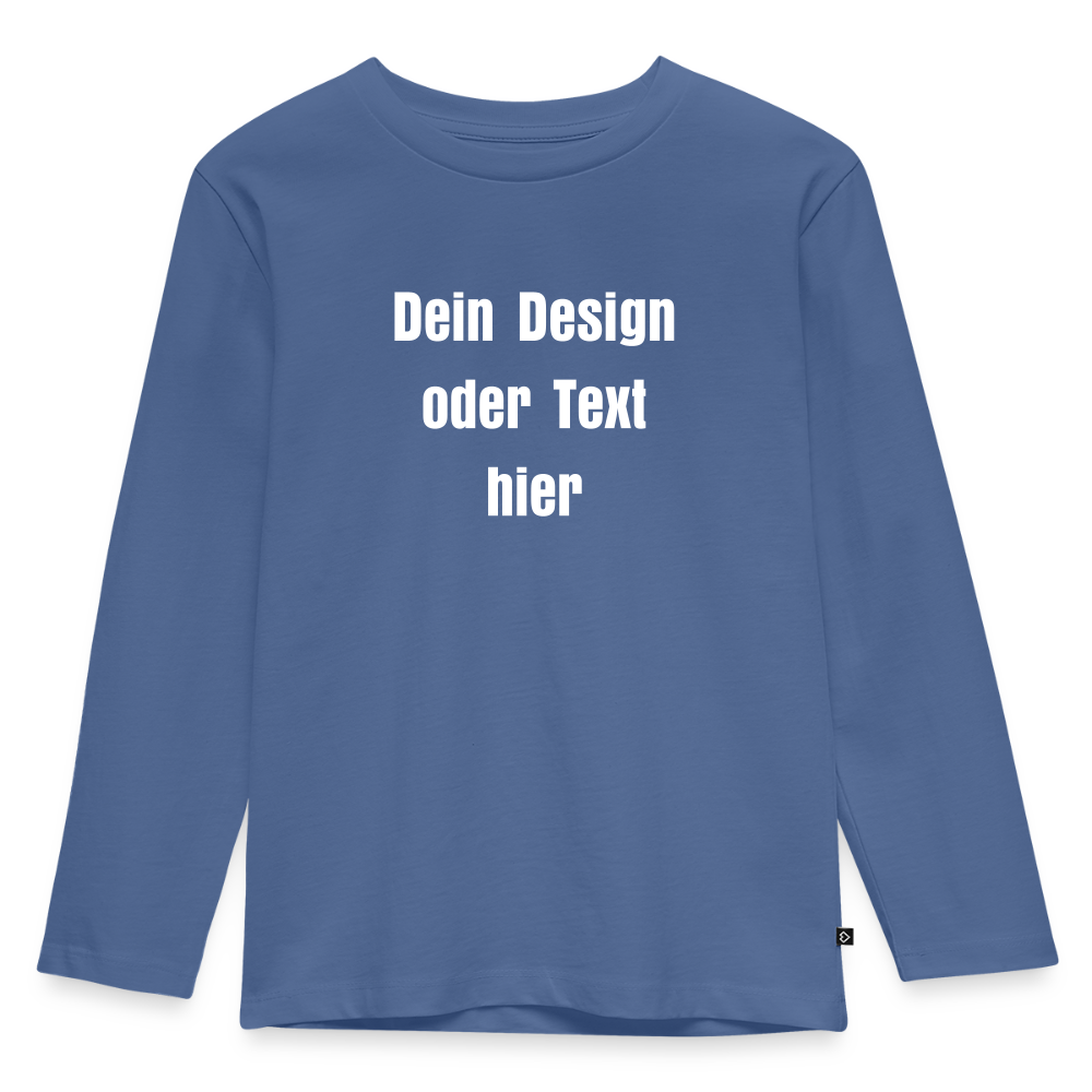 Kinder Premium Langarmshirt - personalisierbare Vorder- und Rückseite - Taubenblau