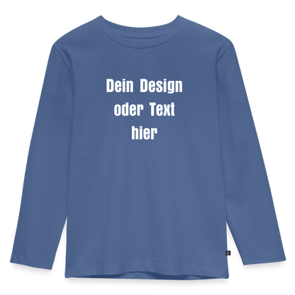 Kinder Premium Langarmshirt - personalisierbare Vorder- und Rückseite - Taubenblau