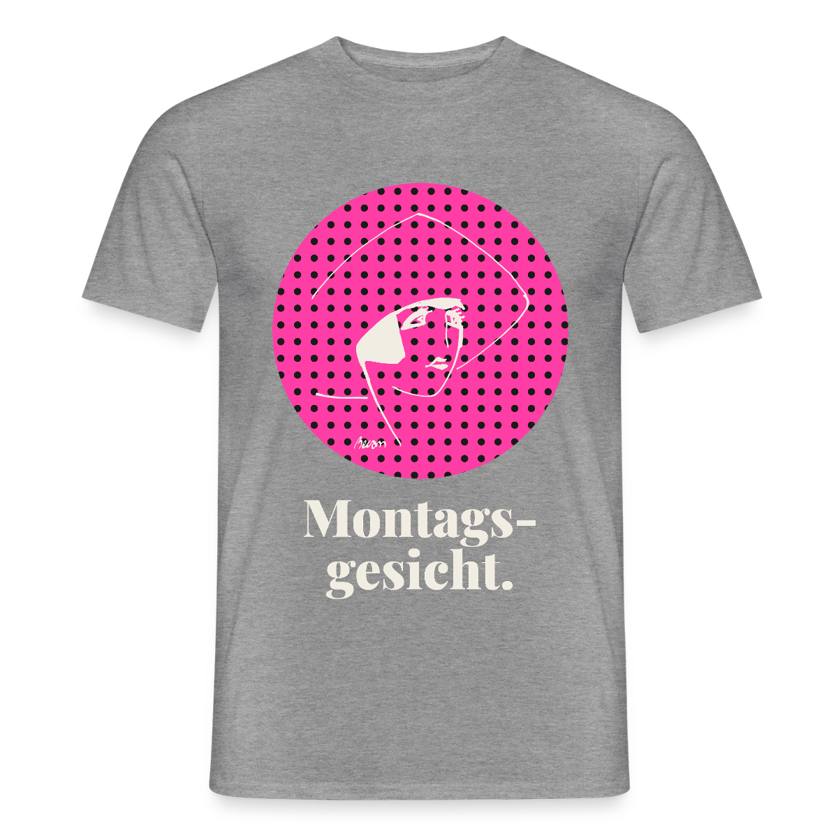 "Montagsgesicht. Art-déco-Motiv" Motiv-T-Shirt für Männer, Farbe Graphit meliert