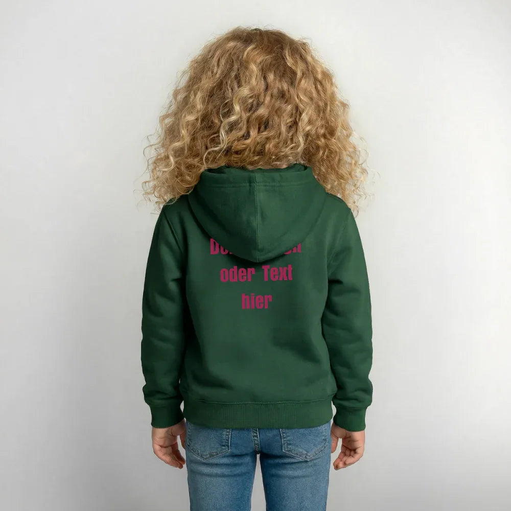 Kinder Hoodie - personalisierbare Vorder- und Rückseite - Flaschengrün