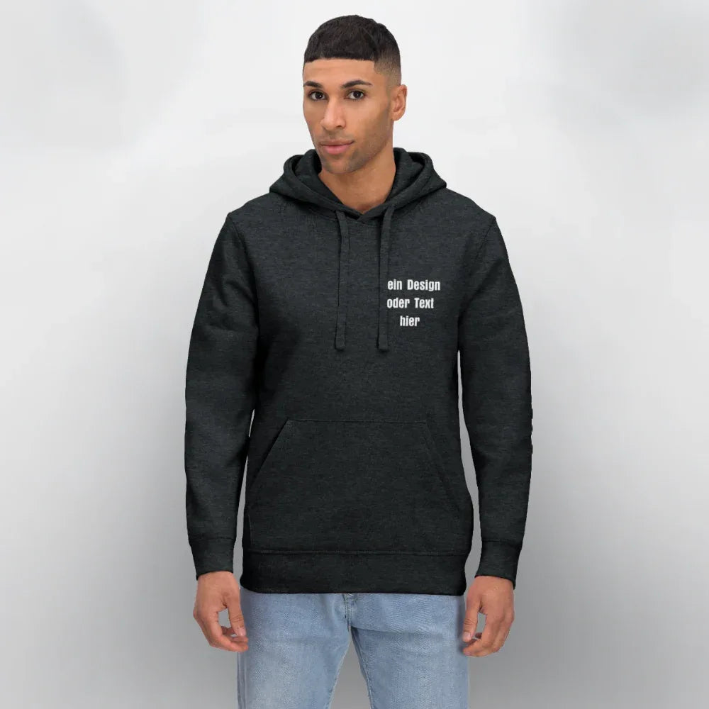 Stanley/Stella Unisex Bio-Hoodie DRUMMER - personalisierbare Vorder- und Rückseite - Dunkelgrau meliert
