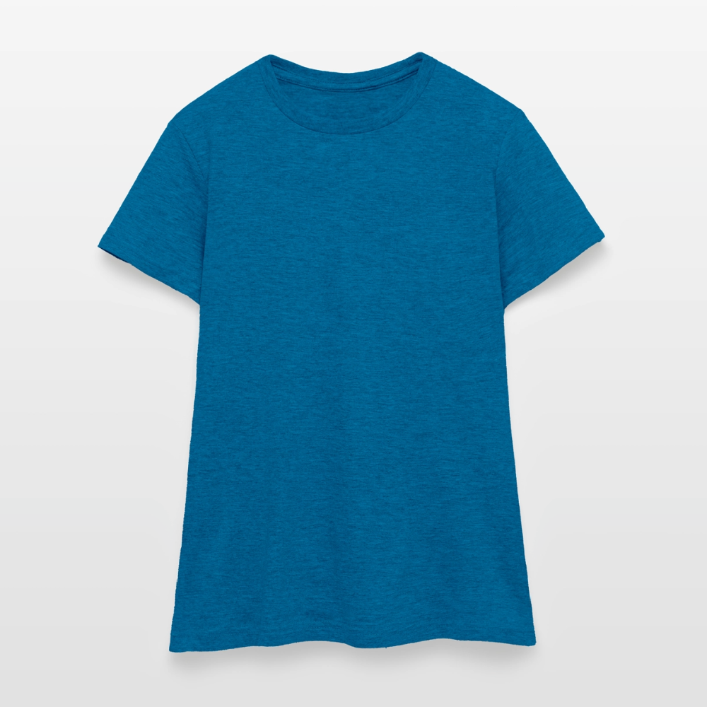 Frauen T-Shirt - personalisierbare Vorder- und Rückseite - Antikblaues Saphir meliert