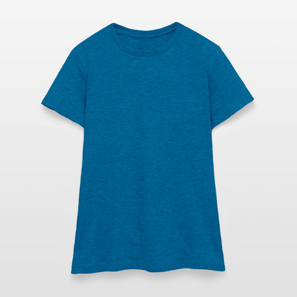 Frauen T-Shirt - personalisierbare Vorder- und Rückseite - Antikblaues Saphir meliert